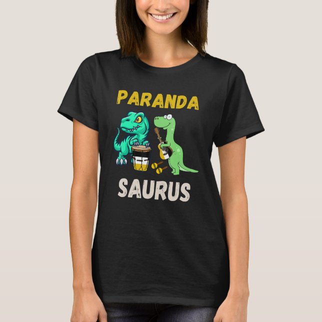 Parandasaurus Dinosaurs Playing Garifuna Drum And  T-Shirt (Front)