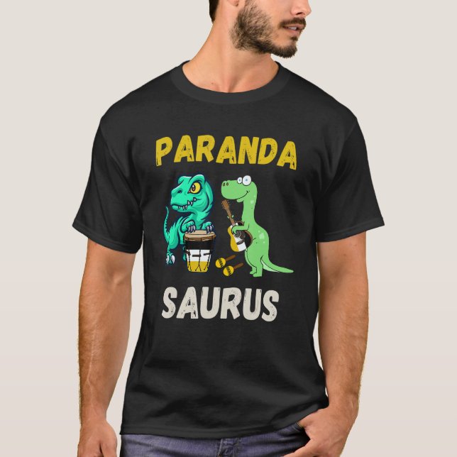 Parandasaurus Dinosaurs Playing Garifuna Drum And  T-Shirt (Front)