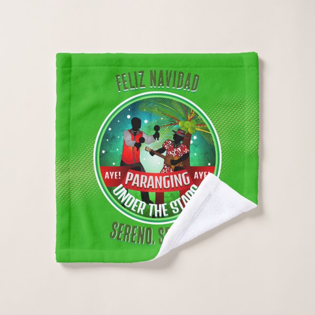 Parang Sereno Feliz Navidad on GREEN Wash Cloth (Wash Cloth)