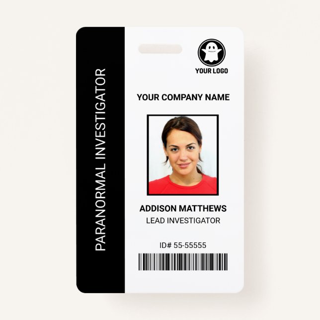 Paranormal Investigator Company Employee Photo ID  Badge (Front)