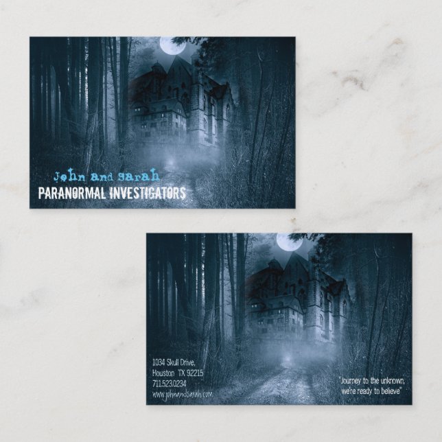 Paranormal Investigator Haunted Manor Business Card (Front/Back)