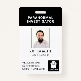 Paranormal Investigator QR Code Name Tag Photo ID  Badge