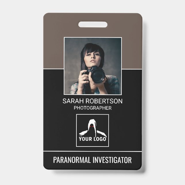 Paranormal Investigator QR Code Photo ID Security Badge (Front)