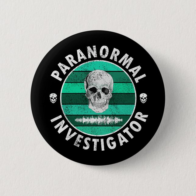 Paranormal Investigator Skull  2 Inch Round Button (Front)