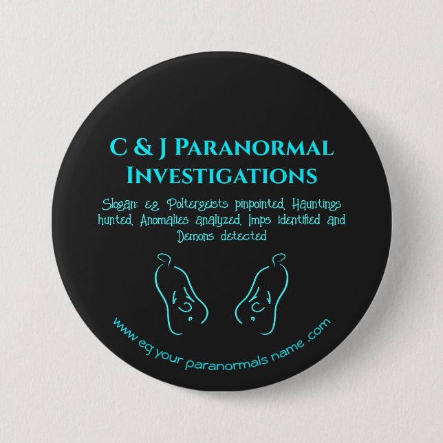 Paranormal Investigator with ghost logo 3 Inch Round Button (Front)