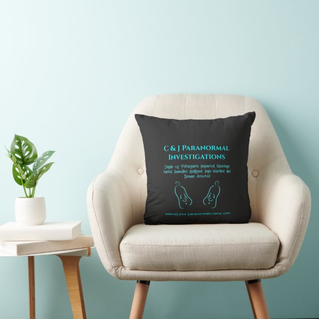 Paranormal Investigator with ghost logo Throw Pillow (Chair)