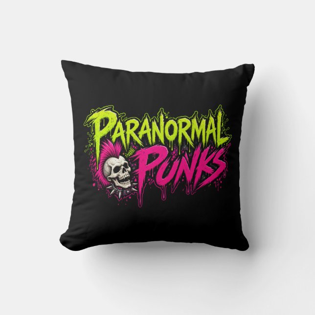 Paranormal Punks Throw Pillow - Black (Front)