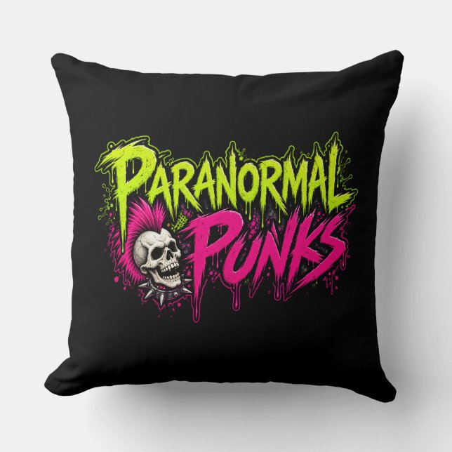 Paranormal Punks Throw Pillow - Black (Front)