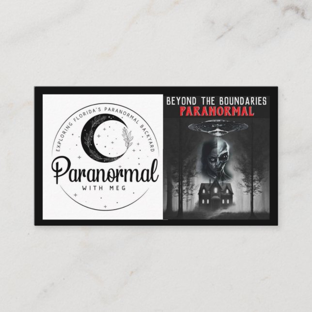 Paranormal with meg Horizontal with photo Business Card (Front)