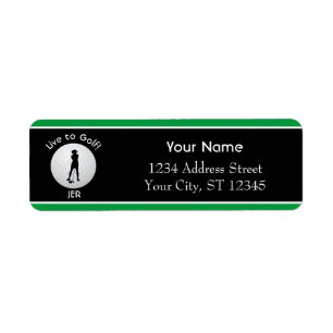 Paraphe golf Ball Lady Golfer Initiales Vert Noir 