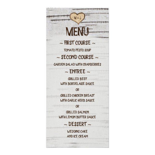 Paraphes du coeur de l'arbre à bouleau menu cuisin (Devant)