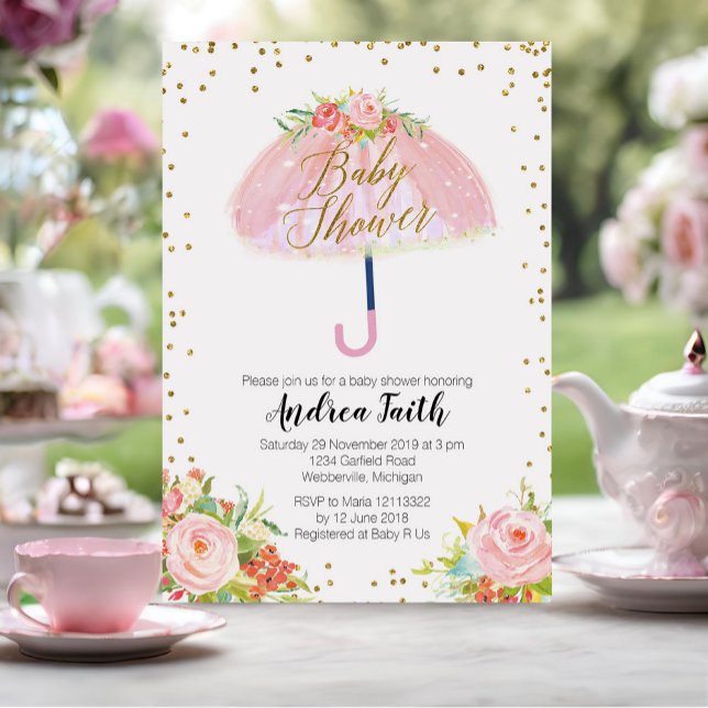 Parapluie Avril Baby shower de douche Invitation (Créateur téléchargé)