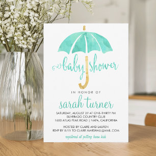 Parapluie de menthe Neutral Baby Shower Invitation