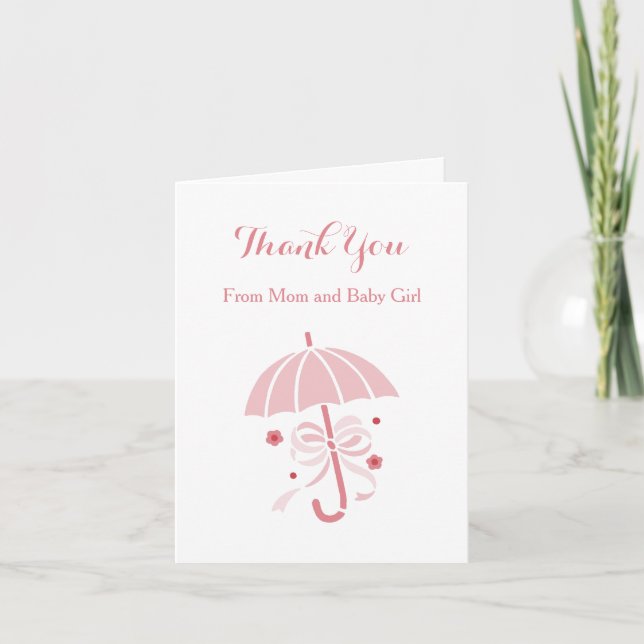 Parapluie rose mignonne et Merci de Baby shower de (Devant)