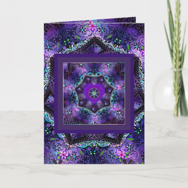 Parapluie violet & coeurs .7 carte d'anniversaire (Devant)