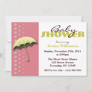 Parapluie Yellow & Rose Baby Shower Invitations