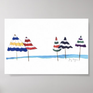Parapluies sur la plage Affiches & Imprimés