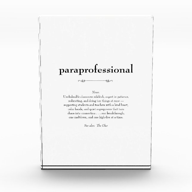 Paraprofessional Definition Appreciation Gift Photo Block (Front)