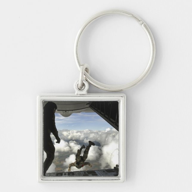 Pararescuemen jump out the back of a C-130 Keychain (Front)