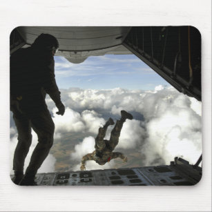 Pararescuemen jump out the back of a C-130 Mouse Pad