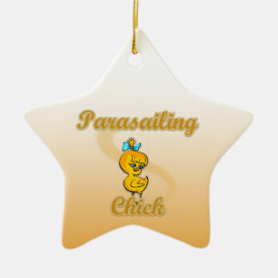 Parasailing Chick Ceramic Ornament