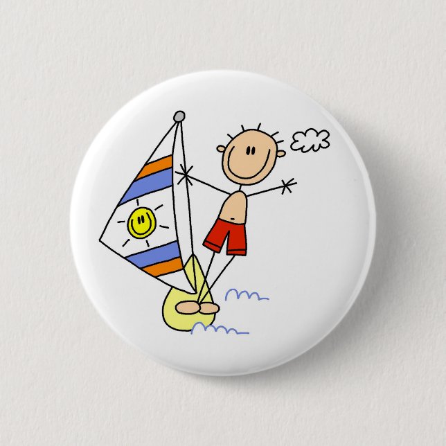 Parasailing Stick Figure 2 Inch Round Button (Front)