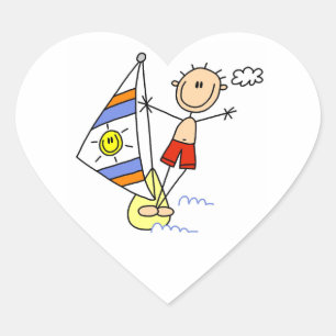 Parasailing Stick Figure Heart Sticker