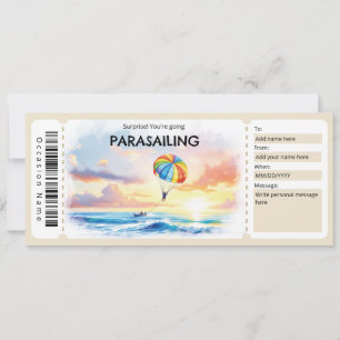 Parasailing Ticket Gift Certificate Invitation