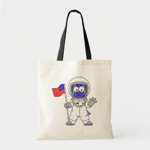 Parasaurolophus Astronaut Holding American Flag. Tote Bag