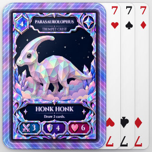 Parasaurolophus Dinosaur, Rainbow Foil Art Playing Cards