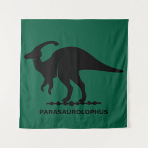 Parasaurolophus Dinosaur Silhouette Tapestry