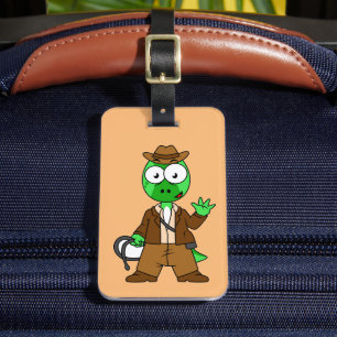 Parasaurolophus Dressed As Indiana Jones. Luggage Tag