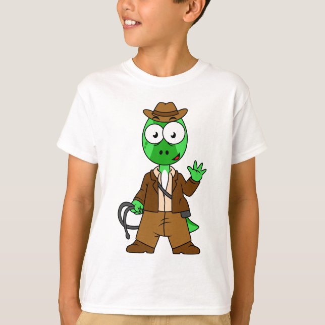 Parasaurolophus Dressed As Indiana Jones. T-Shirt (Front)