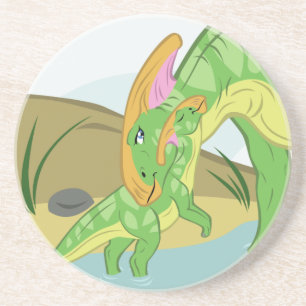 Parasaurolophus Mom and Baby Coaster