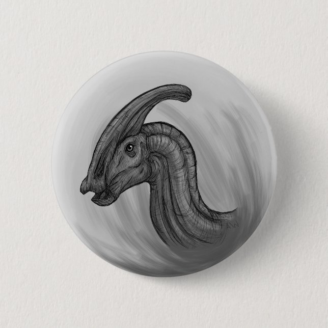 Parasaurolophus Sketch 2 Inch Round Button (Front)