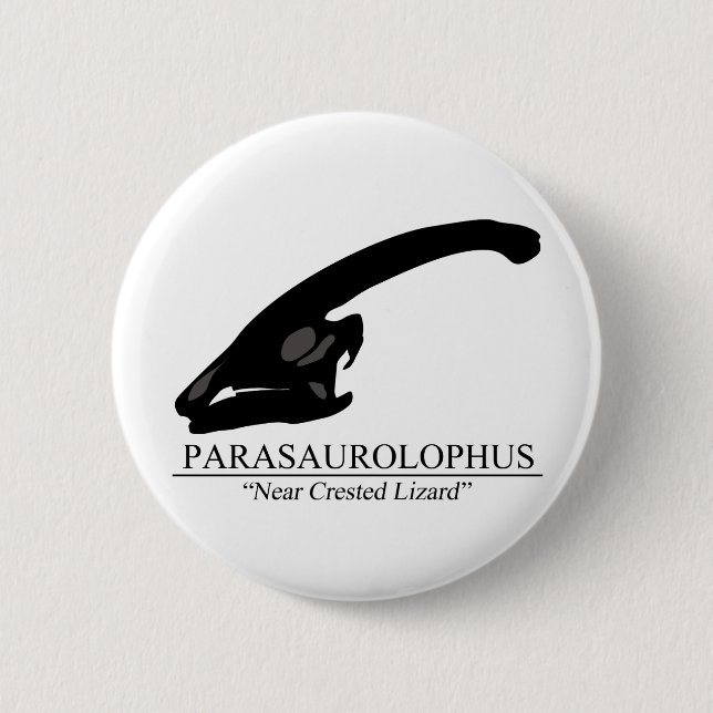 Parasaurolophus Skull 2 Inch Round Button (Front)