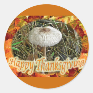 Parasol Mushroom Happy Thanksgiving Sticker