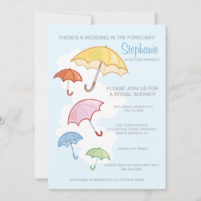Parasols colorés Invitation à la douche nuptiale (Devant)