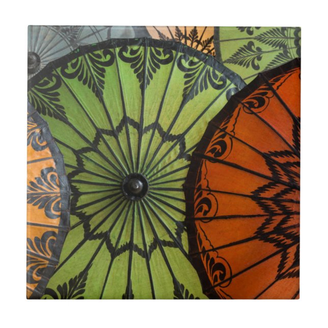 parasols for sale, bagan, myanmar tile (Front)