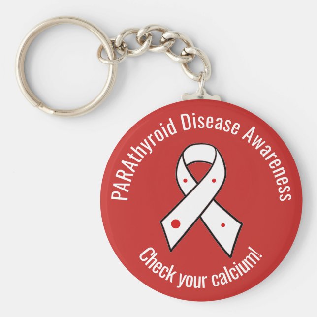 Parathyroid Disease Awareness Ribbon Keychain (Front)