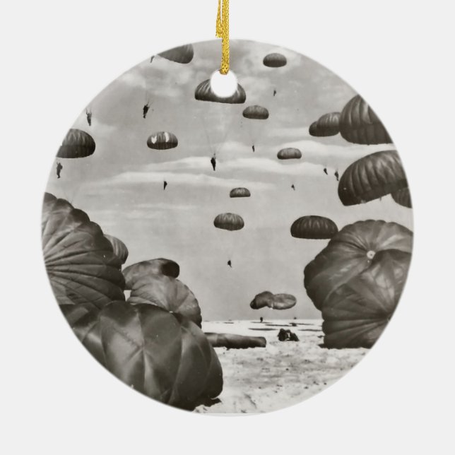 Paratrooper Landing Ceramic Ornament (Back)