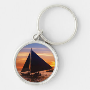 Paraw Sailing At Sunset  Phillipines Keychain