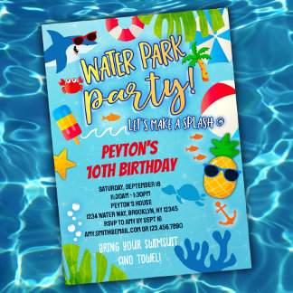Parc aquatique Invitation d'anniversaire pour garç