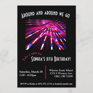 Parc d'attractions Ferris Wheel Invitation d'anniv