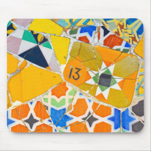 Parc Guell Ceramic Tiles in Barcelona Spain Mouse Pad