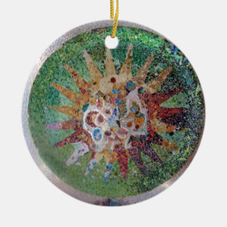 Parc Guell Mosaic Green and Rainbow Ceramic Ornament