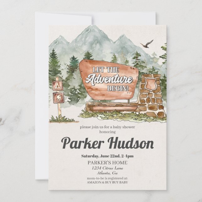 Parc national baby shower extérieur invitation (Devant)