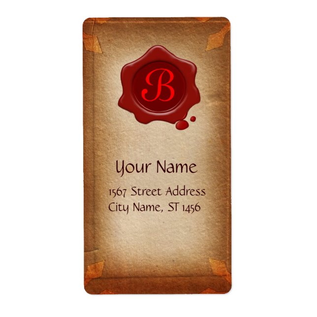 PARCHEMENT Brown, MONOGRAMME DE SCEAU DE CIRE ROUG (Devant)