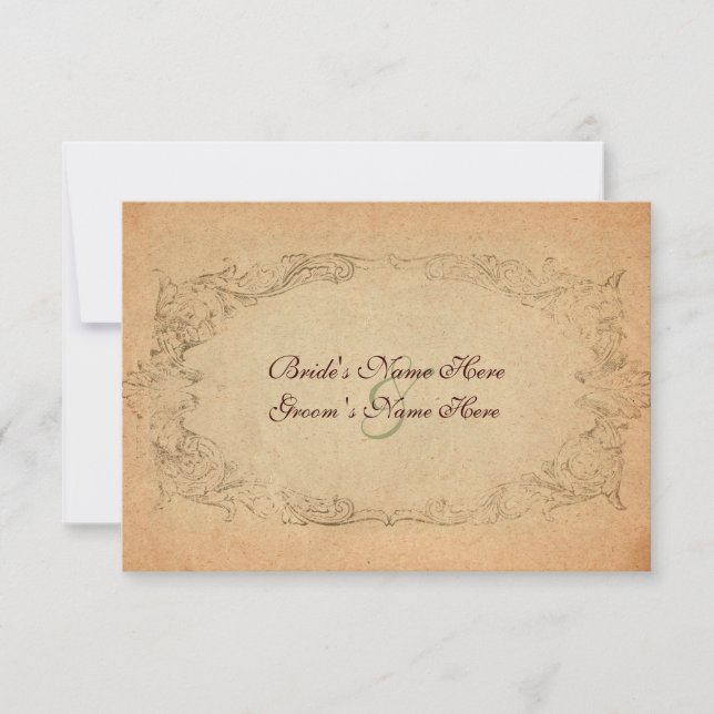 Parchemin Oval antique rsvp avec enveloppes (Devant)