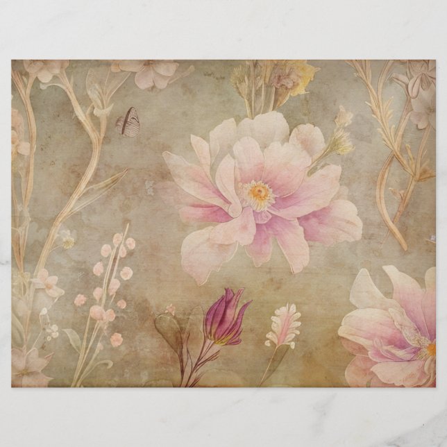 Parchemin vintage et papier à rebut rose (Devant)